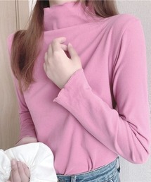 レディースのTシャツ/カットソー（ピンク/桃色系・タートルネック