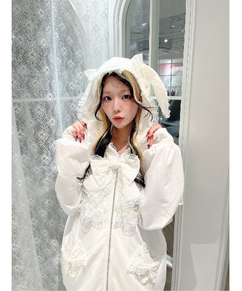 Ank Rouge（アンクルージュ）の「うさちゃんパーカー（Tシャツ/カットソー・レディース・ブラック/ピンク/ホワイト・M）」の2枚目の写真