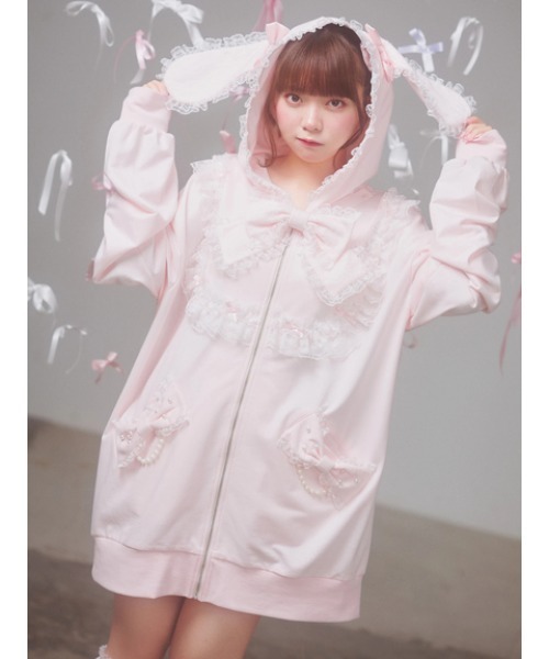 Ank Rouge（アンクルージュ）の「うさちゃんパーカー（Tシャツ/カットソー・レディース・ブラック/ピンク/ホワイト・M）」の3枚目の写真