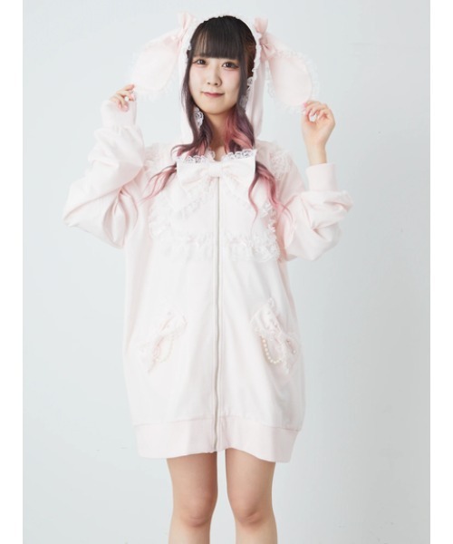 Ank Rouge（アンクルージュ）の「うさちゃんパーカー（Tシャツ/カットソー・レディース・ブラック/ピンク/ホワイト・M）」の18枚目の写真