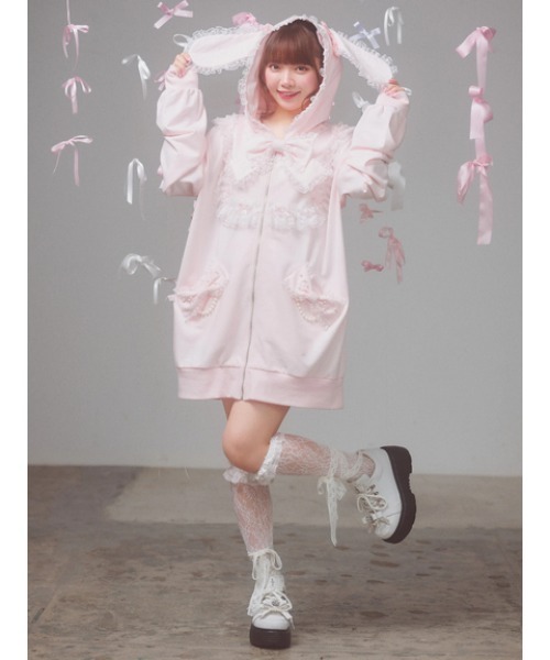 Ank Rouge（アンクルージュ）の「うさちゃんパーカー（Tシャツ/カットソー・レディース・ブラック/ピンク/ホワイト・M）」の19枚目の写真