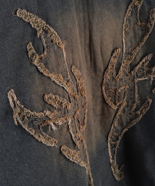 WESTSEA(ウエストシー)の「トライバル刺繍 フリンジ デニム ヴィンテージ加工 フルジップパーカー(パーカー・メンズ・ブラック/ブルー・L/M)」の16枚目の写真