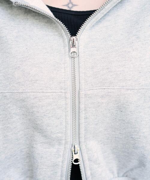 WEGO（ウィゴー）の「WEGO/ショートZIPパーカー（パーカー・レディース・スミクロ/アッシュグレー/杢グレー/ブラック・FREE）」の6枚目の写真
