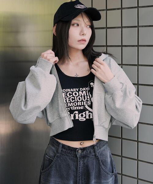 WEGO（ウィゴー）の「WEGO/ショートZIPパーカー（パーカー・レディース・スミクロ/アッシュグレー/杢グレー/ブラック・FREE）」の21枚目の写真