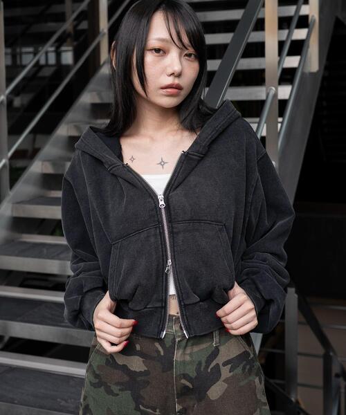 WEGO（ウィゴー）の「WEGO/ショートZIPパーカー（パーカー・レディース・スミクロ/アッシュグレー/杢グレー/ブラック・FREE）」の14枚目の写真