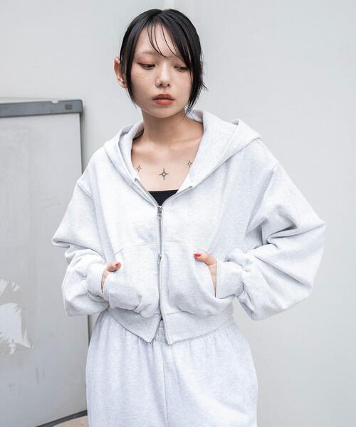 WEGO（ウィゴー）の「WEGO/ショートZIPパーカー（パーカー・レディース・スミクロ/アッシュグレー/杢グレー/ブラック・FREE）」の19枚目の写真