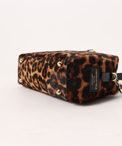 セール】【CHRISTIAN VILLA】レオパード柄ヘアカーフハンドバッグ