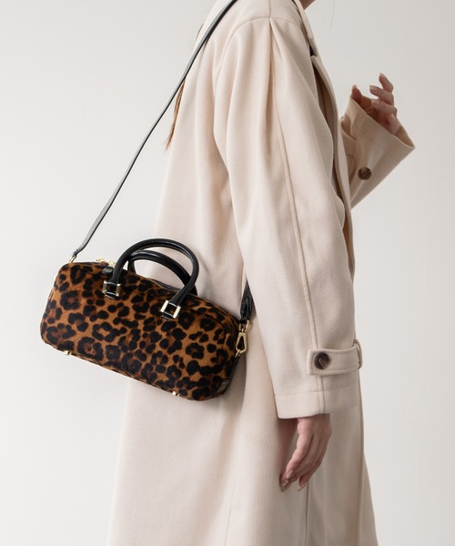 セール】【CHRISTIAN VILLA】レオパード柄ヘアカーフハンドバッグ
