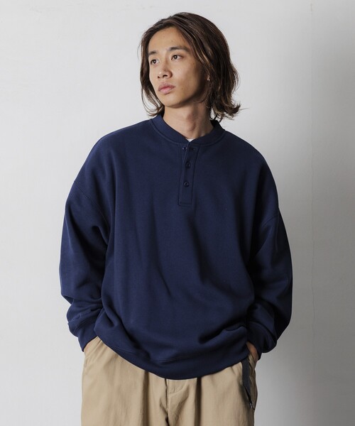 FREAK'S STORE(フリークスストア)の「限定展開 ビッグシルエット ヘンリーネック スウェットプルオーバー(スウェット・メンズ・ネイビー/チャコールグレー/ブラック/アッシュグレー・LARGE/MEDIUM/SMALL)」の20枚目の写真