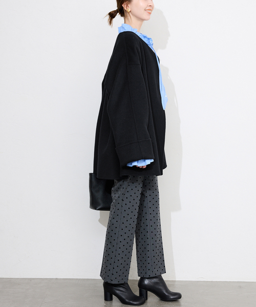 SLOBE IENA（スローブイエナ）の「《ストール付き》SUPER140 ダブルフェイスノーカラーコート・ストール（ノーカラーコート・レディース・ブラック/ブラウン/ピンク系その他・FREE）」の22枚目の写真