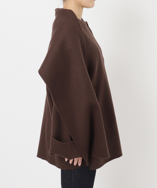 ふわふわたまさま専用　スローブイエナ　 ノーカラーロングコート 強 ストール付き/》SUPER140 ダブルフェイスノーカラーコート