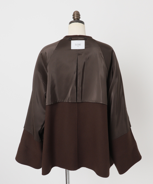 SLOBE IENA（スローブイエナ）の「《ストール付き》SUPER140 ダブルフェイスノーカラーコート・ストール（ノーカラーコート・レディース・ブラック/ブラウン/ピンク系その他・FREE）」の7枚目の写真