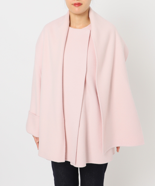 SLOBE IENA（スローブイエナ）の「《ストール付き》SUPER140 ダブルフェイスノーカラーコート・ストール（ノーカラーコート・レディース・ブラック/ブラウン/ピンク系その他・FREE）」の15枚目の写真