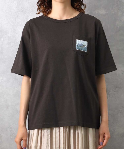 Bleu Bleuet(ブルーブルーエ)の「ネッシーポケット付きTシャツ(Tシャツ/カットソー・レディース・ホワイト/チャコールグレー・FREE)」の7枚目の写真
