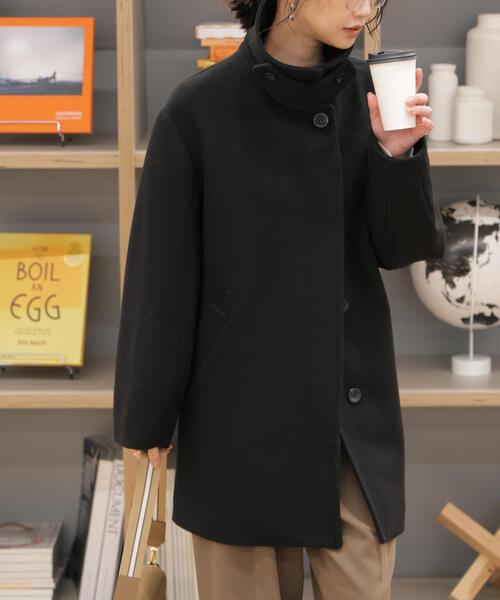 FREE'S MART(フリーズマート)の「◆スタンドカラーミドル丈ツイードコート(ステンカラーコート・レディース・ブラック系その他/ブラック/ブラウン系その他・MEDIUM/SMALL)」の7枚目の写真
