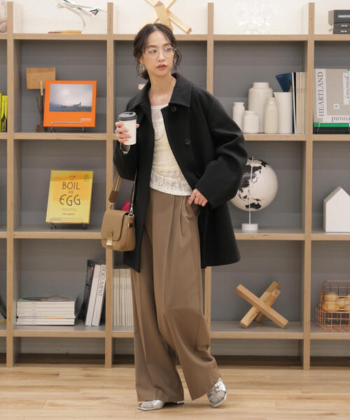 FREE'S MART(フリーズマート)の「◆スタンドカラーミドル丈ツイードコート(ステンカラーコート・レディース・ブラック系その他/ブラック/ブラウン系その他・MEDIUM/SMALL)」の17枚目の写真