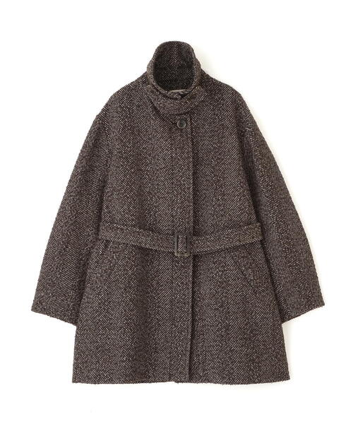 ◇スタンドカラーミドル丈ツイードコート（ステンカラーコート