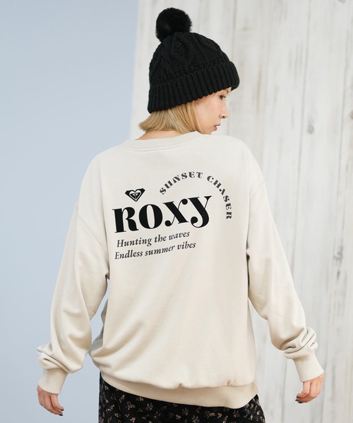 ROXY(ロキシー)の「ROXY/ロキシー トレーナー スウェット クルーネック ロゴ バックプリント SUNSET CHASER PULL OVER RPO254628M(スウェット・レディース・ブラック/スミクロ/アイボリー・L/M)」の1枚目の写真