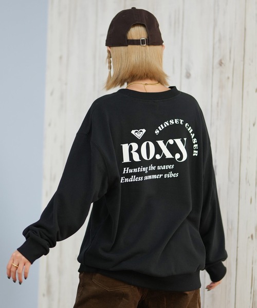 ROXY(ロキシー)の「ROXY/ロキシー トレーナー スウェット クルーネック ロゴ バックプリント SUNSET CHASER PULL OVER RPO254628M(スウェット・レディース・ブラック/スミクロ/アイボリー・L/M)」の2枚目の写真