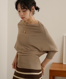 boat neck nuance knit /ボートネックリブ切り替えニュアンスニットプルオーバー