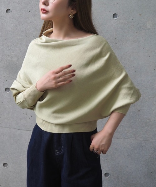 LAULEN(ローレン)の「boat neck nuance knit /ボートネックリブ切り替えニュアンスニットプルオーバー(ニット/セーター・レディース・ベージュ/グリーン/ブラウン/アイボリー・FREE)」の4枚目の写真
