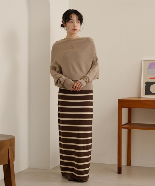 LAULEN(ローレン)の「boat neck nuance knit /ボートネックリブ切り替えニュアンスニットプルオーバー(ニット/セーター・レディース・ベージュ/グリーン/ブラウン/アイボリー・FREE)」の10枚目の写真