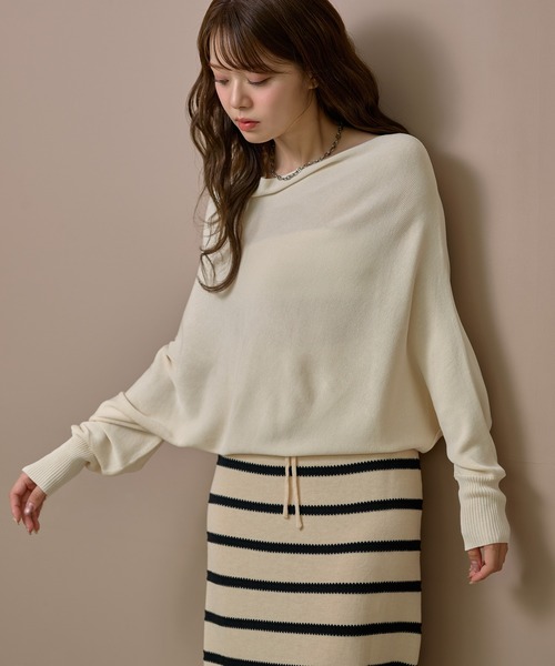 LAULEN(ローレン)の「boat neck nuance knit /ボートネックリブ切り替えニュアンスニットプルオーバー(ニット/セーター・レディース・ベージュ/グリーン/ブラウン/アイボリー・FREE)」の12枚目の写真