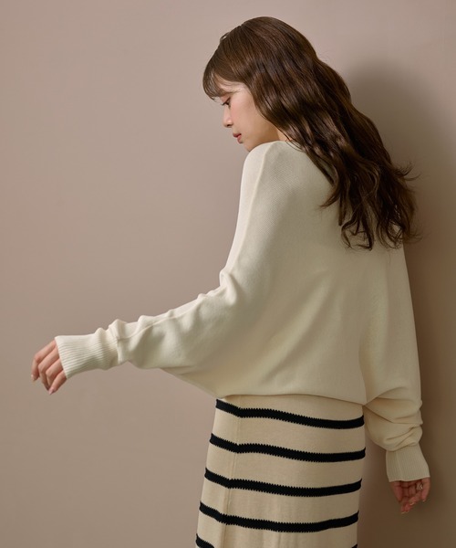 LAULEN(ローレン)の「boat neck nuance knit /ボートネックリブ切り替えニュアンスニットプルオーバー(ニット/セーター・レディース・ベージュ/グリーン/ブラウン/アイボリー・FREE)」の13枚目の写真