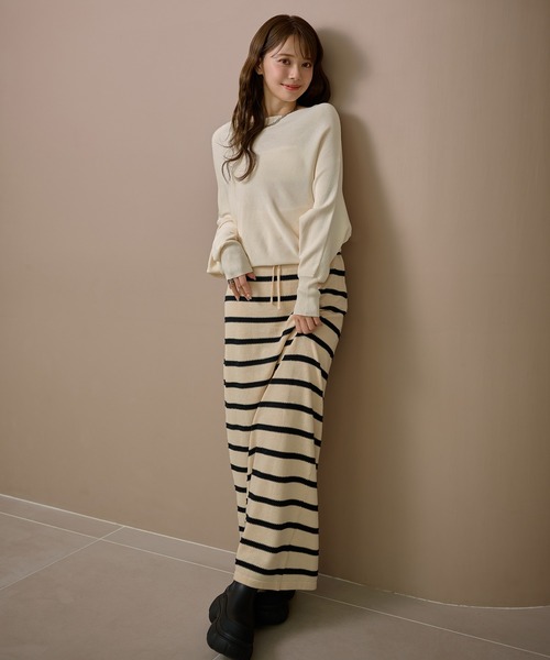 LAULEN(ローレン)の「boat neck nuance knit /ボートネックリブ切り替えニュアンスニットプルオーバー(ニット/セーター・レディース・ベージュ/グリーン/ブラウン/アイボリー・FREE)」の14枚目の写真