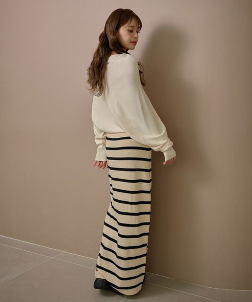 LAULEN(ローレン)の「boat neck nuance knit /ボートネックリブ切り替えニュアンスニットプルオーバー(ニット/セーター・レディース・ベージュ/グリーン/ブラウン/アイボリー・FREE)」の15枚目の写真