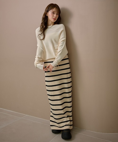 LAULEN(ローレン)の「boat neck nuance knit /ボートネックリブ切り替えニュアンスニットプルオーバー(ニット/セーター・レディース・ベージュ/グリーン/ブラウン/アイボリー・FREE)」の16枚目の写真
