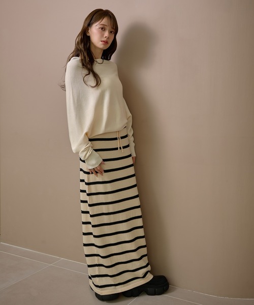 LAULEN(ローレン)の「boat neck nuance knit /ボートネックリブ切り替えニュアンスニットプルオーバー(ニット/セーター・レディース・ベージュ/グリーン/ブラウン/アイボリー・FREE)」の18枚目の写真
