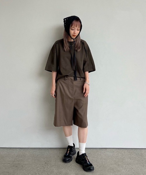 anuke（アンヌーク）の「Shoulder Layered Tops（Tシャツ/カットソー・レディース・ブラウン/ホワイト・FREE）」の16枚目の写真