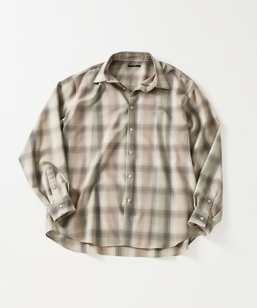 EDIFICE（エディフィス）の「SUPER 120’s ウール チェック レギュラー シャツ（シャツ/ブラウス・メンズ・グレー/スミクロ/ベージュ・LARGE/SMALL/MEDIUM）」の5枚目の写真