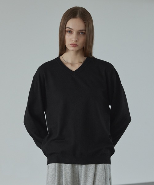 CALLNE】V-neck Long Sleeve Knit / Vネックロングスリーブニット