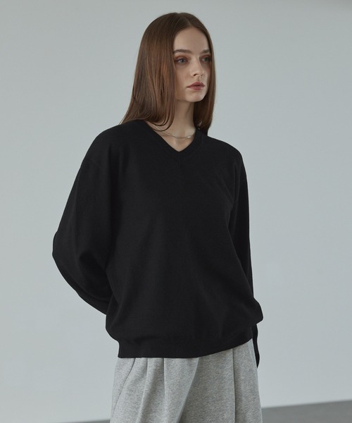 CALLNE】V-neck Long Sleeve Knit / Vネックロングスリーブニット