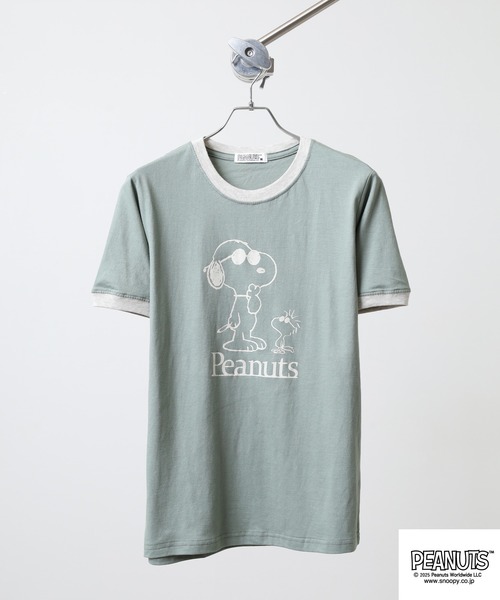 PEANUTS(ピーナッツ)の「PEANUTS 友達柄天竺半袖リンガーTシャツ(Tシャツ/カットソー・メンズ・サックスブルー/ライトカーキ/ライトパープル/チャコール/オートミール/ベージュ・M/L/LL)」の21枚目の写真