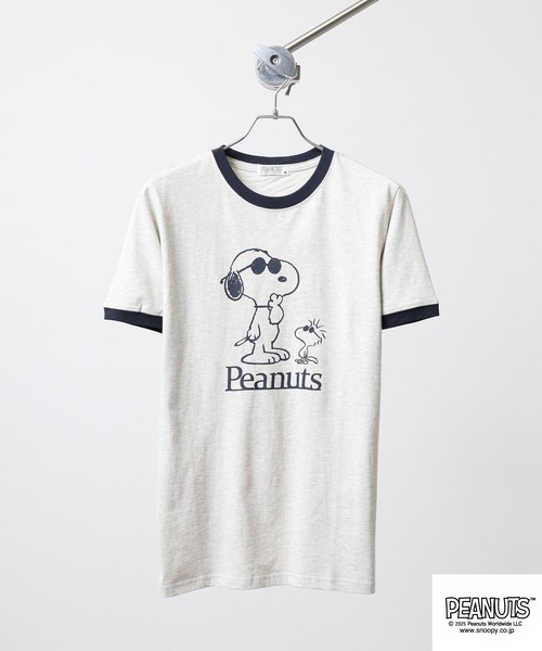 PEANUTS(ピーナッツ)の「PEANUTS 友達柄天竺半袖リンガーTシャツ(Tシャツ/カットソー・メンズ・サックスブルー/ライトカーキ/ライトパープル/チャコール/オートミール/ベージュ・M/L/LL)」の22枚目の写真