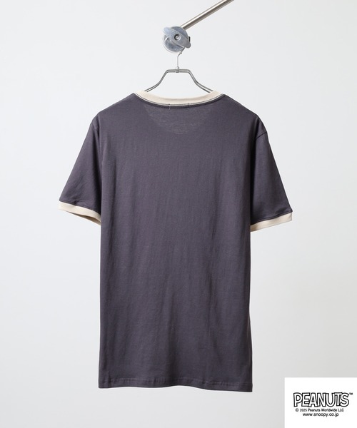 PEANUTS(ピーナッツ)の「PEANUTS 友達柄天竺半袖リンガーTシャツ(Tシャツ/カットソー・メンズ・サックスブルー/ライトカーキ/ライトパープル/チャコール/オートミール/ベージュ・M/L/LL)」の16枚目の写真
