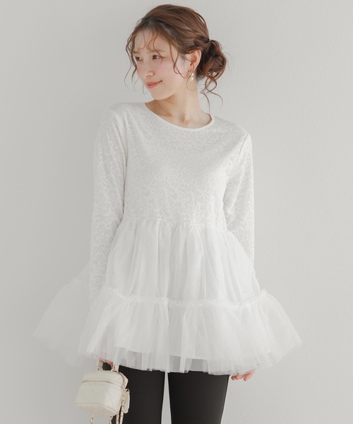 レースペプラムチュールトップス（その他トップス）｜Fit more