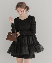 刺繍ダブルカラーレイヤードロングスリーブトップス（その他トップス