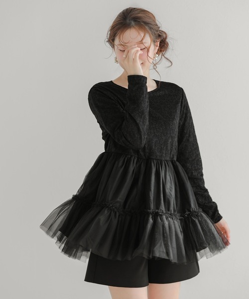 レースペプラムチュールトップス（その他トップス）｜Fit more