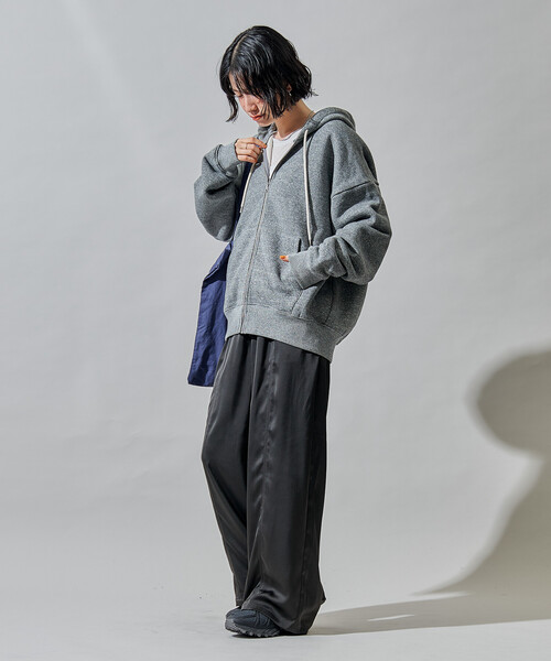 FREAK'S STORE(フリークスストア)の「裏毛杢 ジップパーカ/ジップフーディ(パーカー・レディース・チャコールグレー/グレー/オートミール・フリ-)」の8枚目の写真
