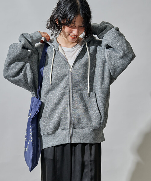 FREAK'S STORE(フリークスストア)の「裏毛杢 ジップパーカ/ジップフーディ(パーカー・レディース・チャコールグレー/グレー/オートミール・フリ-)」の11枚目の写真