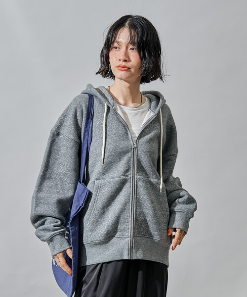 FREAK'S STORE(フリークスストア)の「裏毛杢 ジップパーカ/ジップフーディ(パーカー・レディース・チャコールグレー/グレー/オートミール・フリ-)」の12枚目の写真