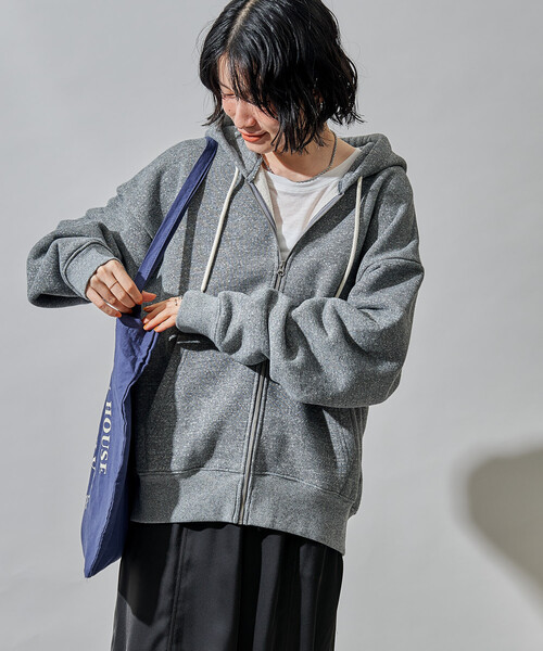 FREAK'S STORE(フリークスストア)の「裏毛杢 ジップパーカ/ジップフーディ(パーカー・レディース・チャコールグレー/グレー/オートミール・フリ-)」の13枚目の写真