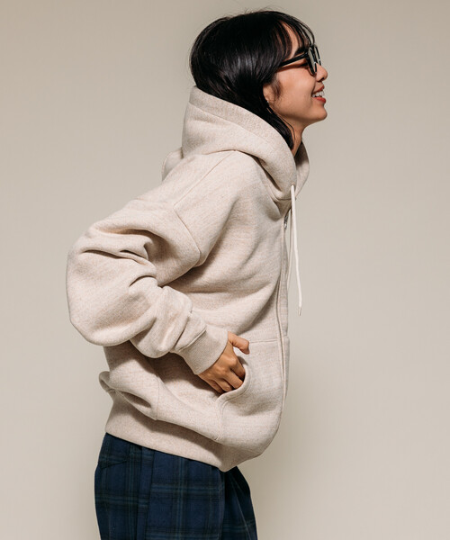 FREAK'S STORE(フリークスストア)の「裏毛杢 ジップパーカ/ジップフーディ(パーカー・レディース・チャコールグレー/グレー/オートミール・フリ-)」の19枚目の写真