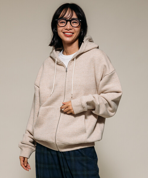 FREAK'S STORE(フリークスストア)の「裏毛杢 ジップパーカ/ジップフーディ(パーカー・レディース・チャコールグレー/グレー/オートミール・フリ-)」の21枚目の写真