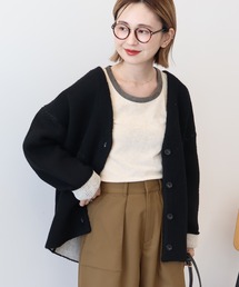 AMERICAN HOLIC | VネックWフェイスニットカーディガン【WEB限定カラー有り】(カーディガン/ボレロ)