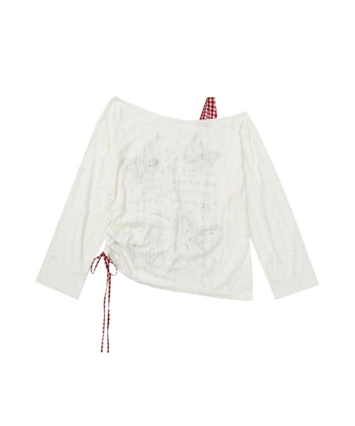HOOK(フック)の「HOOK for girls Y2K バタフライ × レースアップ ロングスリーブ トップス(Tシャツ/カットソー・レディース・ライトベージュ/ダークグレー・SMALL/MEDIUM)」の8枚目の写真